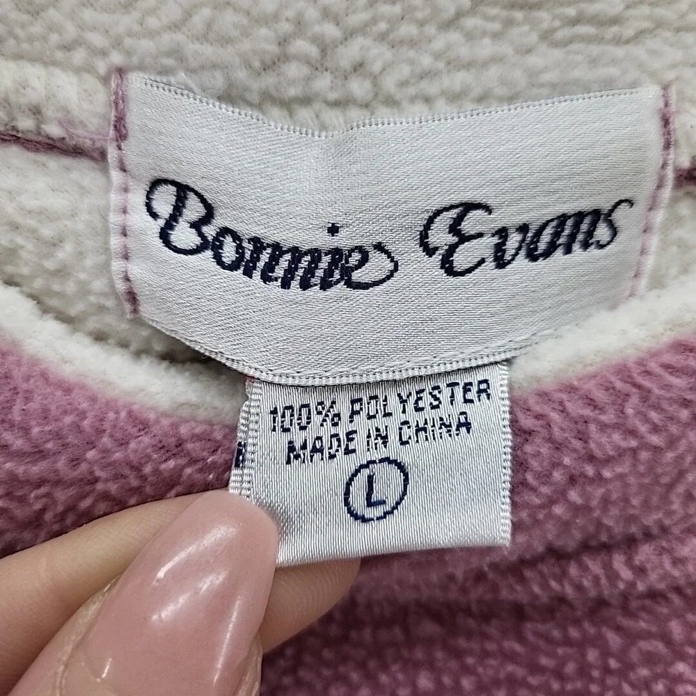 Vintage Bonnie Evans Sweatshirt Sz L Pink‎ Hearts Roses Grannycore Pullover